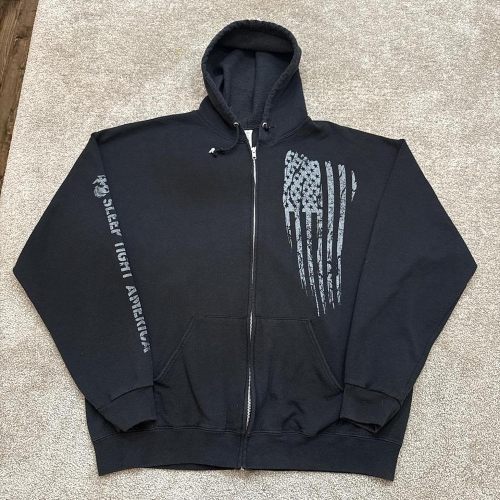 My Marine Has Your 6 Black Full Zip Hoodie XL Military Support Sweatshirt